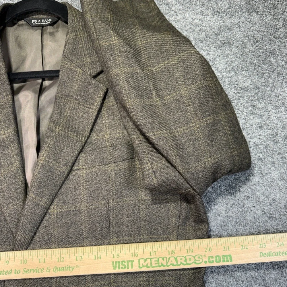 Jos. A. Bank Windowpane Blazer Sport Coat Men 40R Olive Brown 100% Wool 2-Button